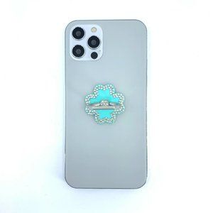 Turquoise flower phone Ring Stand, Grip.